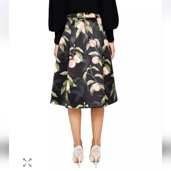 Ted Baker Alessio Peach Blossom Midi Skirt With Pockets - Picture 3 of 5